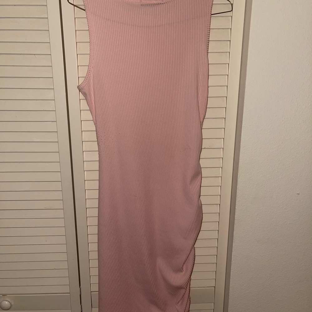 Solid Drawstring Side Bodycon Dress - Picture 3 of 5